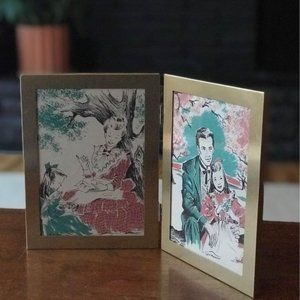 Vintage Brass Hinged Framed Victorian Prints